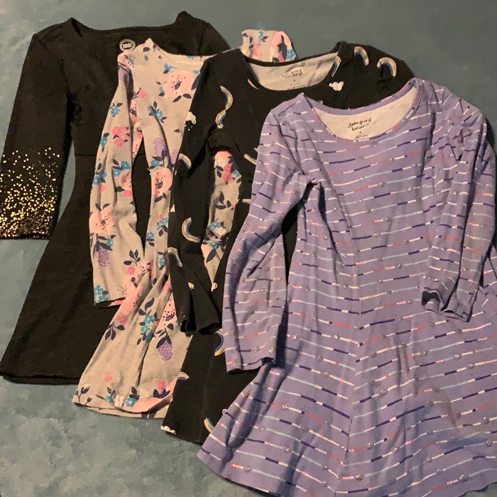 Lot of 4 items, girls size 6/6x long sleeve shift dresses.
